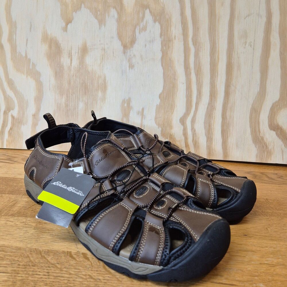 Eddie Bauer Troy Men's 13 Brown Leather Closed Toe Hiking Sport Sandals NWT